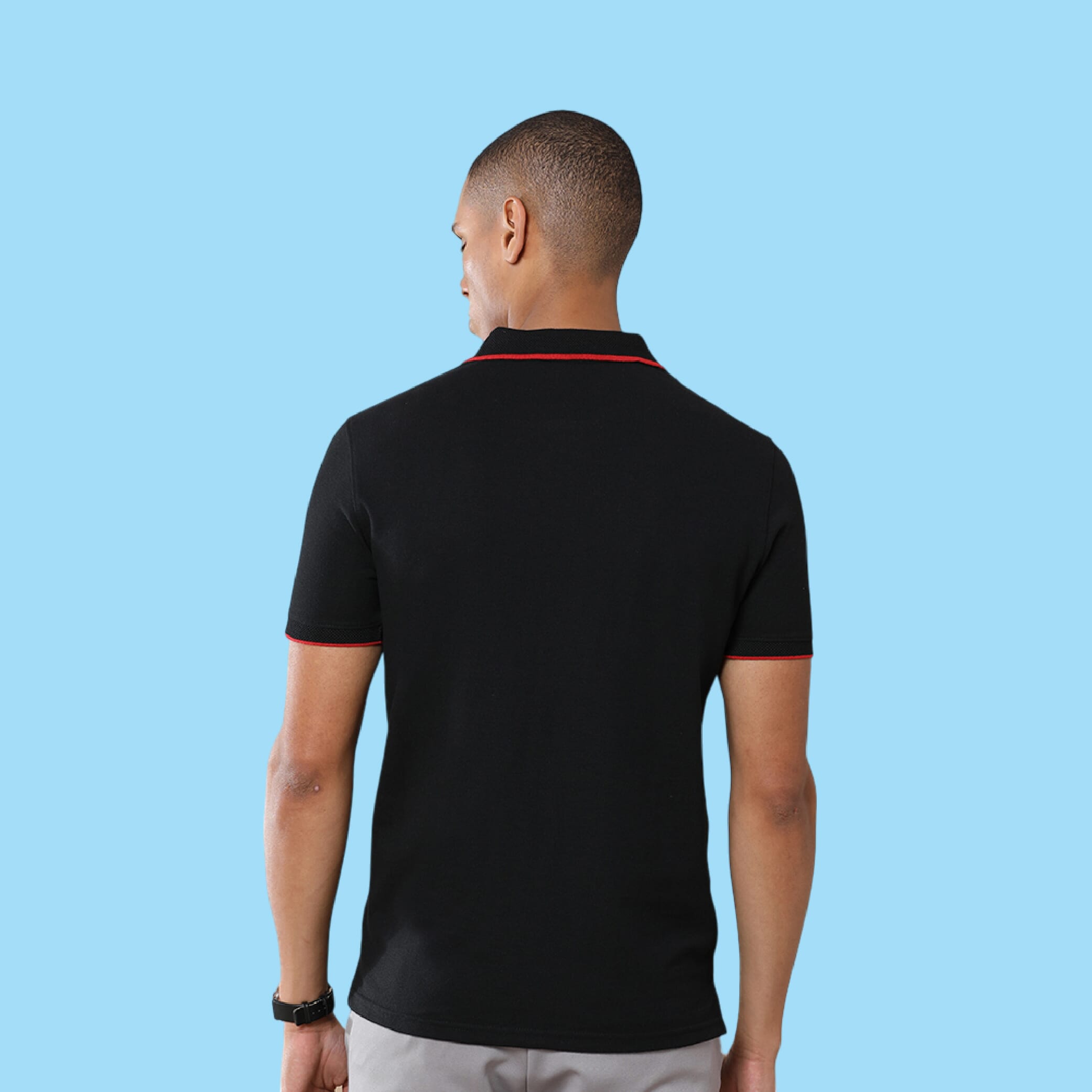 Greys&Blues Jacq Polo T-Shirt-Black with Red